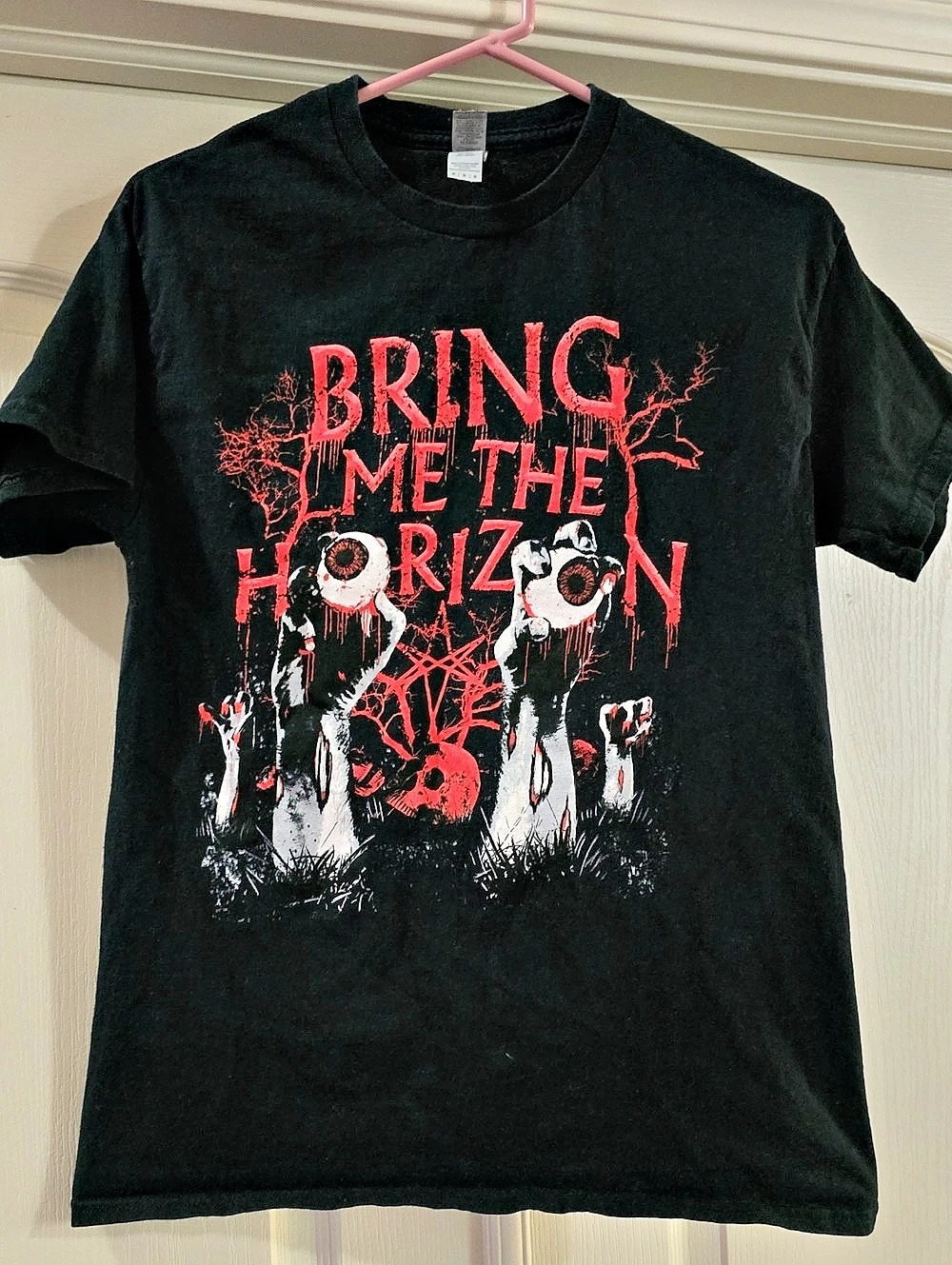 Bring Me The Horizon Zombie Hands T-Shirt Black & Red Size Medium